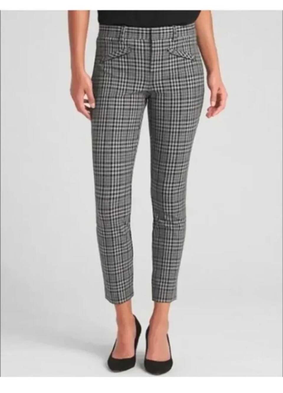 NEW Gap Plaid Black White Signature Skinny Ankle Stretch Mid Rise Twill Size 2